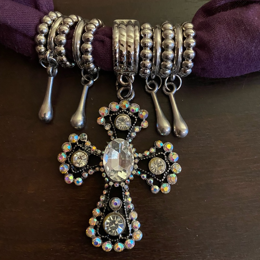 Purple scarf with charm